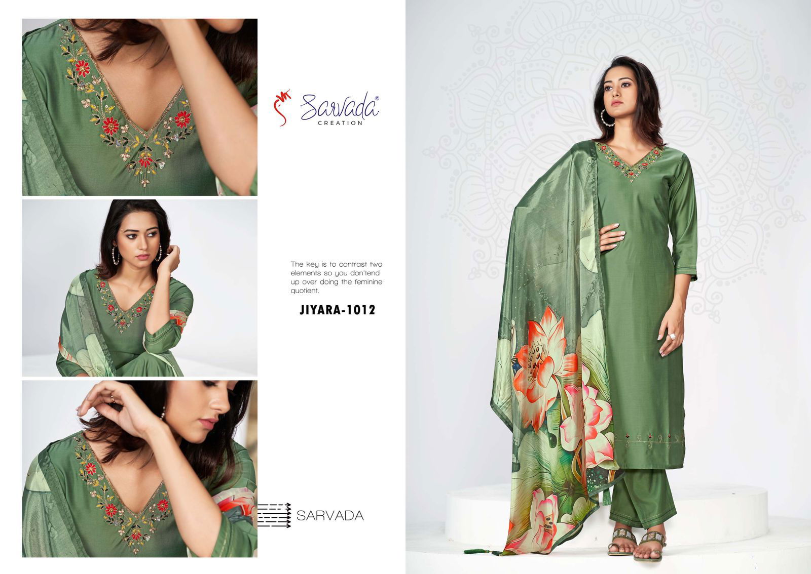 Jiyara By Sarvada Hand Work Roman Silk Designer Kurti With Bottom Dupatta Wholesale Price In Surat
